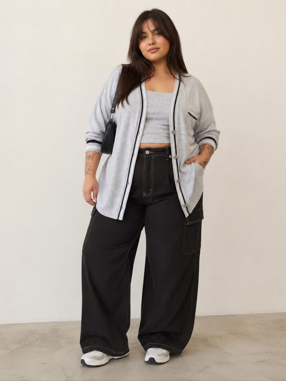 Torrid Hacci Striped Long Active Cardigan Sweater In Heather Gray Size 1